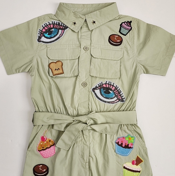 NWOT Chillipop Girl's Green Jumpsuit Upcycle, size 4T - Picture 4 of 11